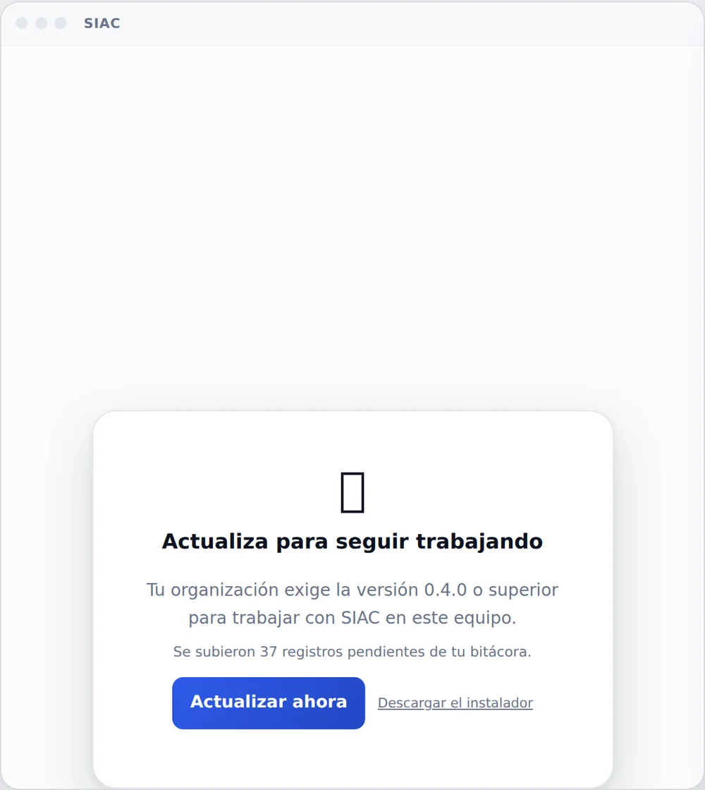 Bloqueado por versión